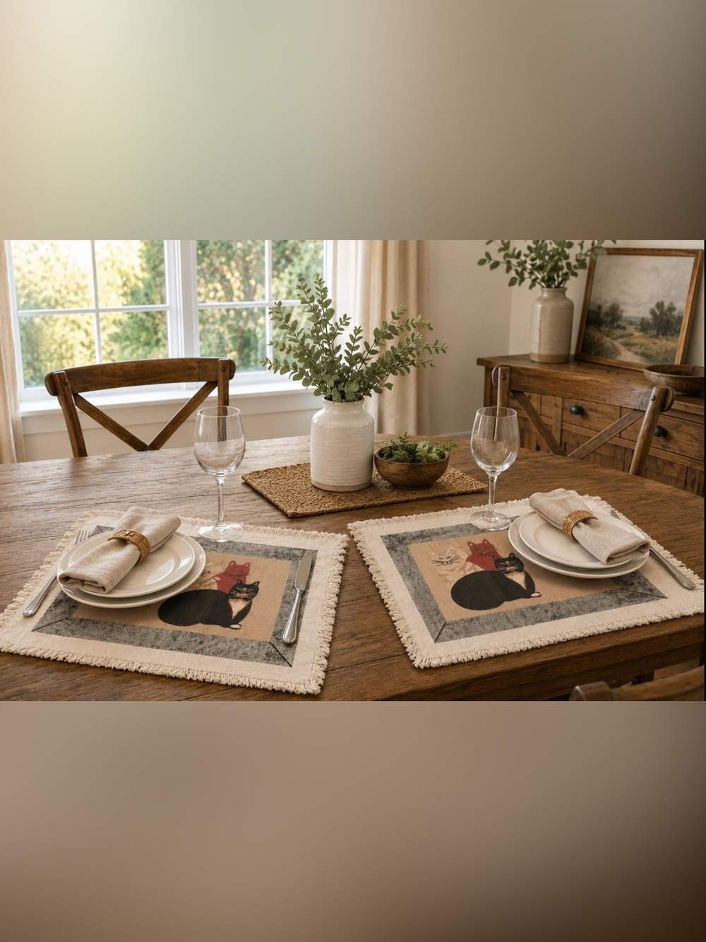 Cat Placemats Featuring 3 Cats Each Adorable Set of 2